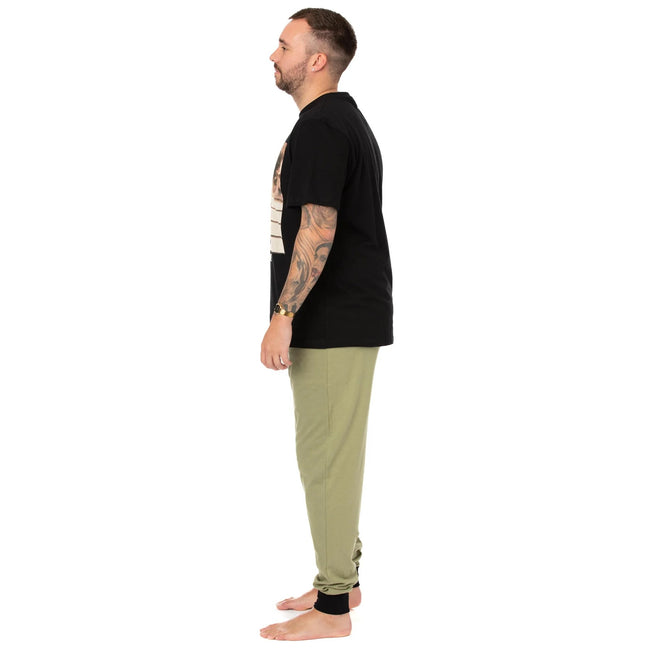Black-Green - Close up - Star Wars: The Mandalorian Mens Snack Time Long Pyjama Set