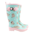 Mint Green-Pink - Back - Pusheen Womens-Ladies Wellington Boots