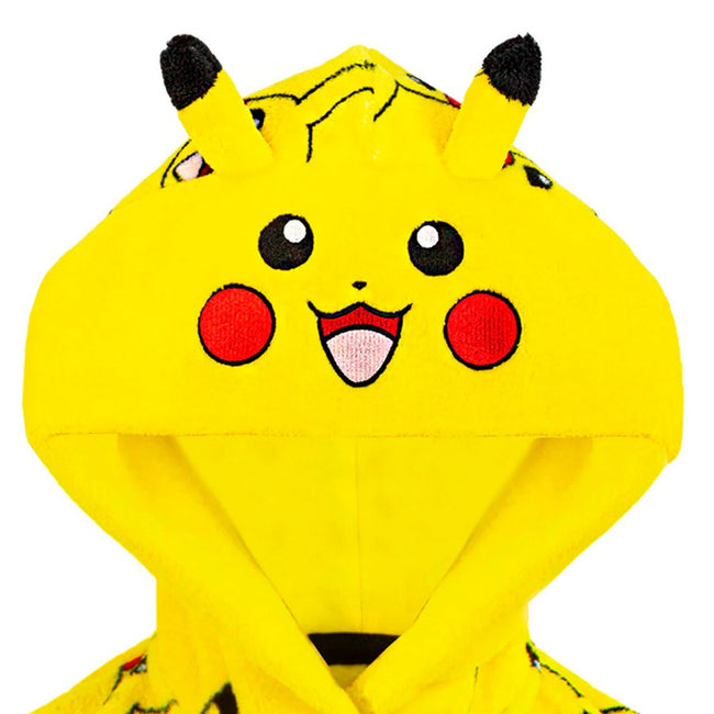 Yellow - Side - Pokemon Childrens-Kids Pikachu Front Pocket Robe