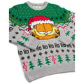 Grey-Green - Back - Garfield Unisex Adult Knitted Christmas Jumper