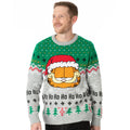 Grey-Green - Pack Shot - Garfield Unisex Adult Knitted Christmas Jumper