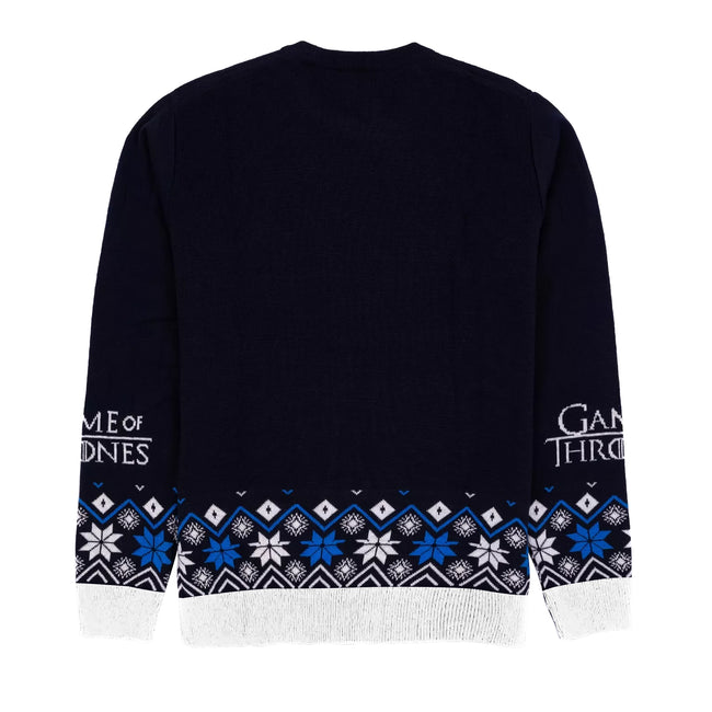 Blue-White - Back - Game Of Thrones Unisex Adult Stark Knitted Christmas Jumper