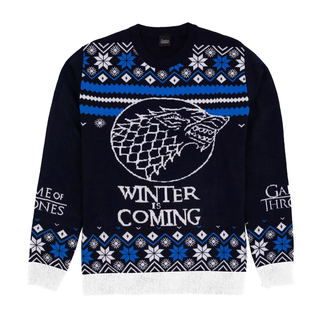 Blue-White - Front - Game Of Thrones Unisex Adult Stark Knitted Christmas Jumper