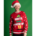 Red - Close up - Elf Unisex Adult Knitted Christmas Jumper