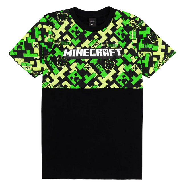 Black-Green - Side - Minecraft Boys Gamer Long Pyjama Set