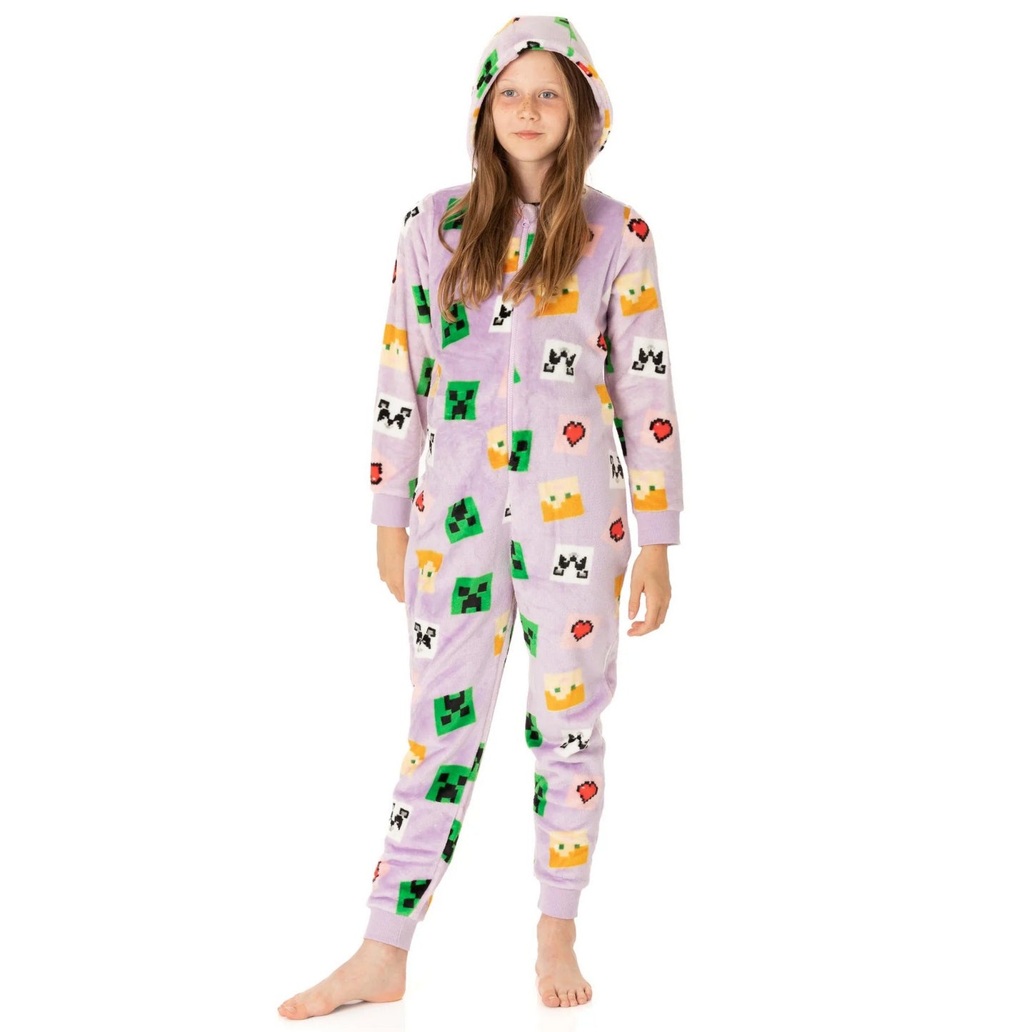 Pastel Purple - Pack Shot - Minecraft Girls All-Over Print Sleepsuit