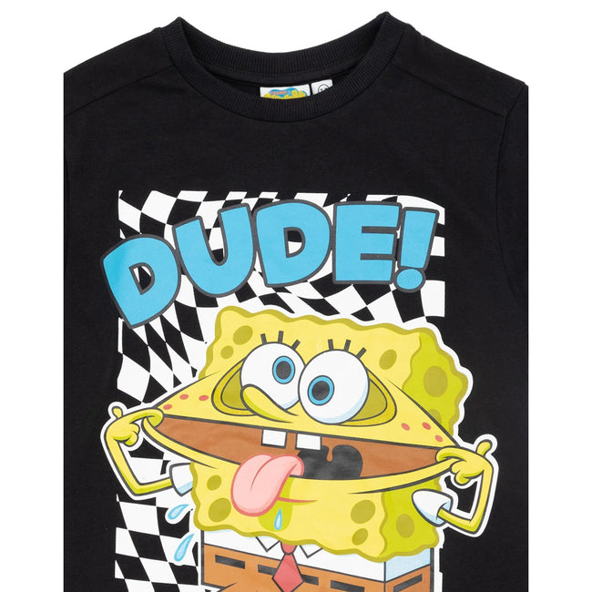 Black-White-Yellow - Side - SpongeBob SquarePants Childrens-Kids Dude T-Shirt