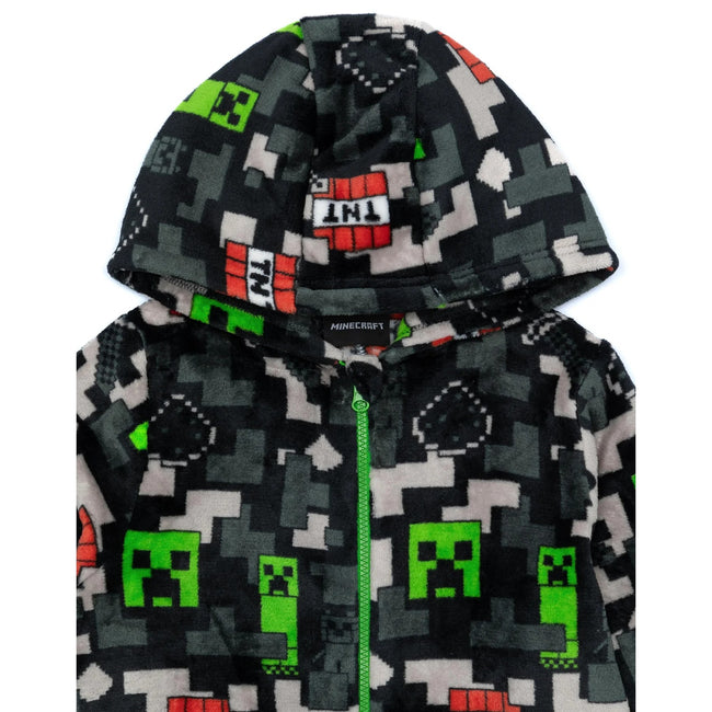 Black-Green - Side - Minecraft Childrens-Kids All-Over Print Sleepsuit