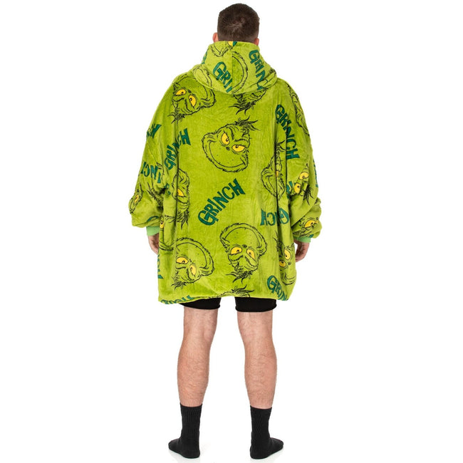 Green - Back - The Grinch Unisex Adult Oversized Hoodie Blanket