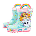 Pink-Blue - Back - Paw Patrol Childrens-Kids Skye & Everest Wellington Boots