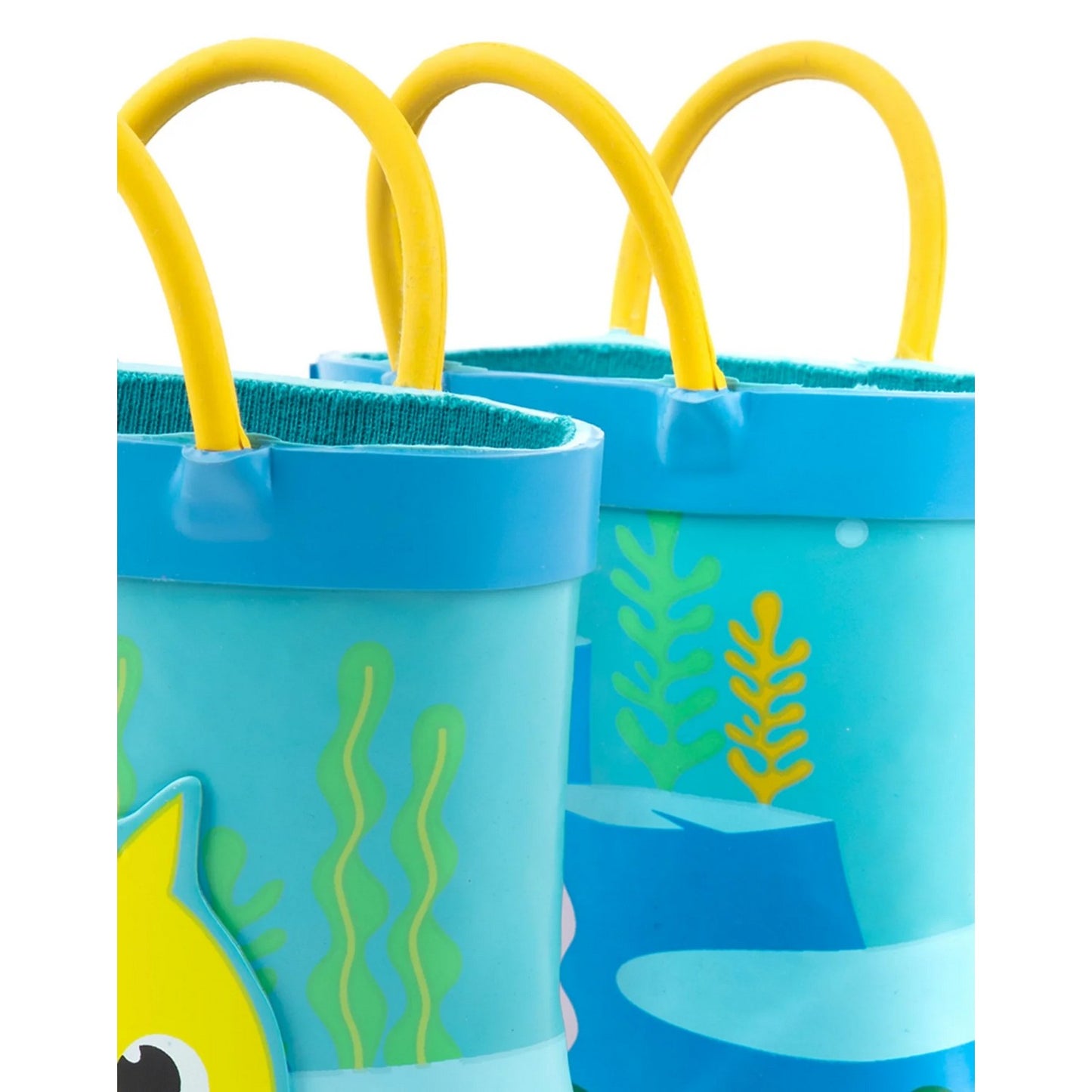 Blue-Yellow - Close up - Baby Shark Childrens-Kids Wellington Boots