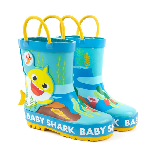 Blue-Yellow - Front - Baby Shark Childrens-Kids Wellington Boots