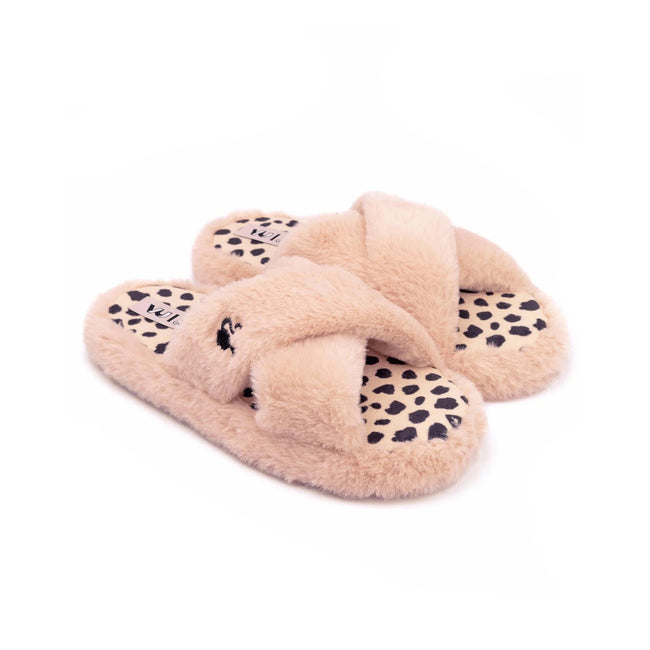 Pink-Black - Back - Barbie Womens-Ladies Crossover Fluffy Slippers