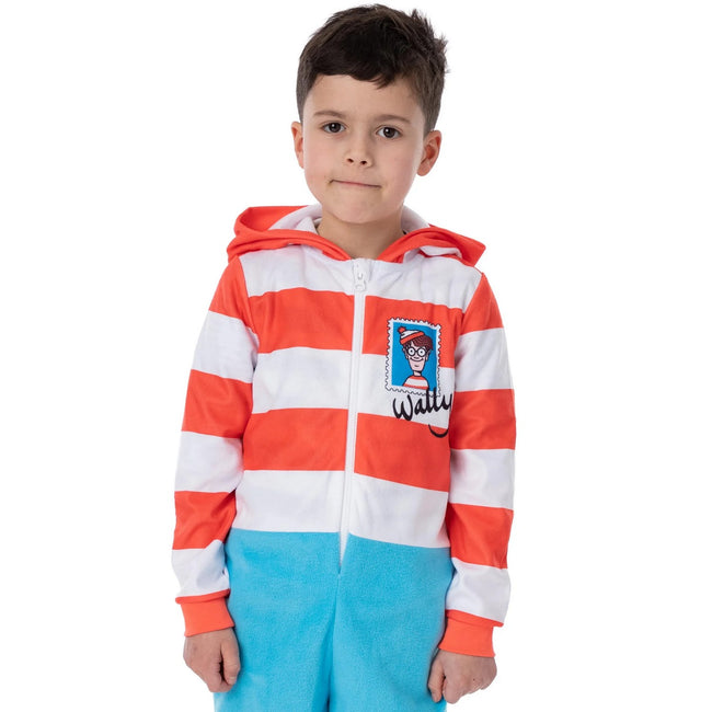 Blue-Red - Close up - Wheres Wally? Childrens-Kids Costume Sleepsuit