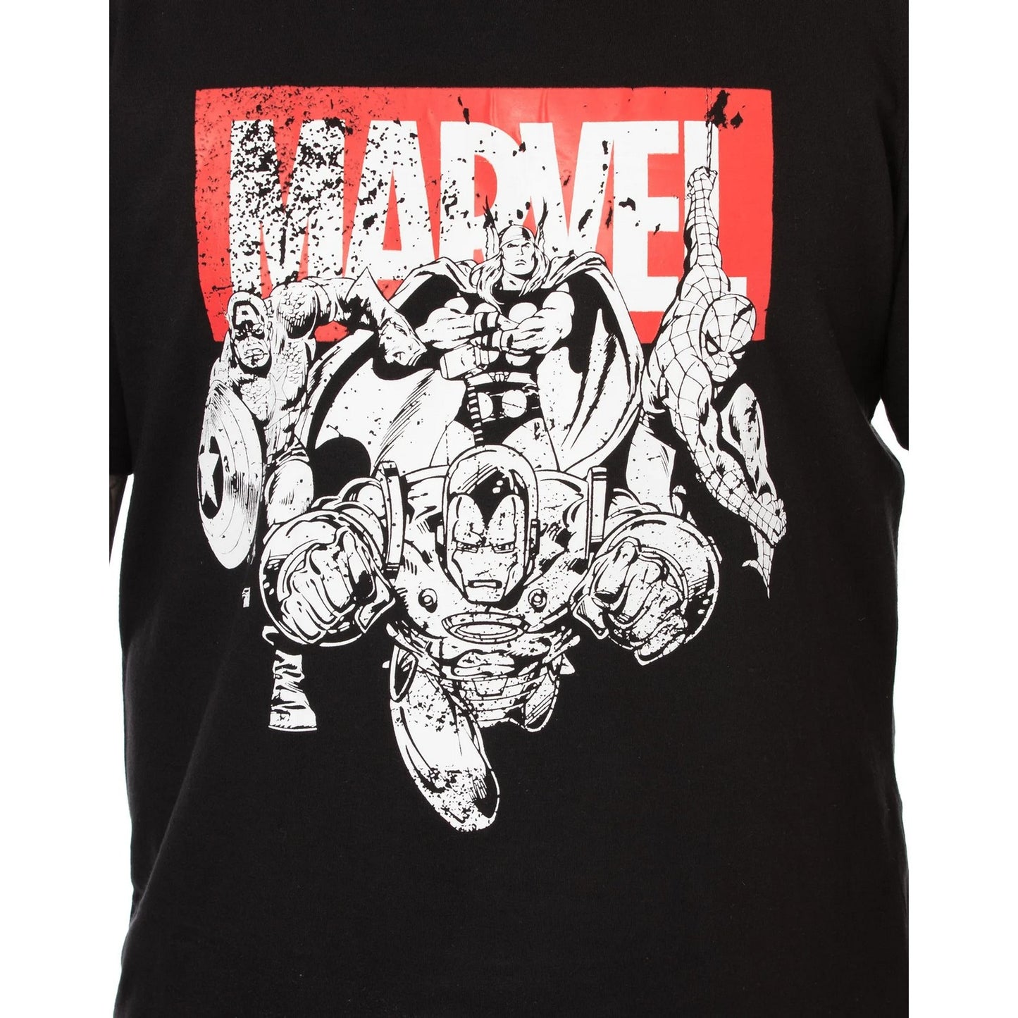 Black-Grey - Close up - Marvel Mens Superhero Pyjama Set