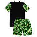 Black-Green - Back - Minecraft Childrens-Kids Creeper Short Pyjama Set