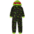 Black-Green - Front - Teenage Mutant Ninja Turtles Childrens-Kids Hooded Sleepsuit