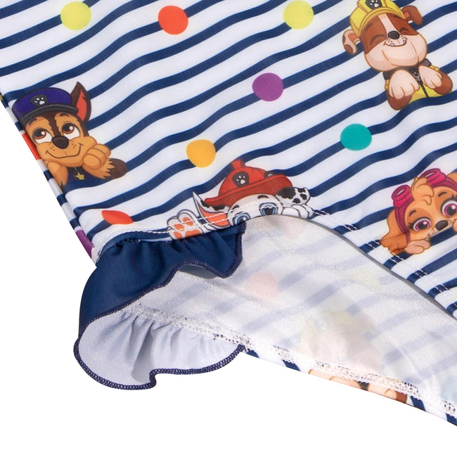 Navy-White - Pack Shot - Paw Patrol Girls Striped One Piece Swimsuit