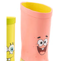 Yellow-Pink-Brown - Close up - SpongeBob SquarePants Childrens-Kids Character Wellington Boots