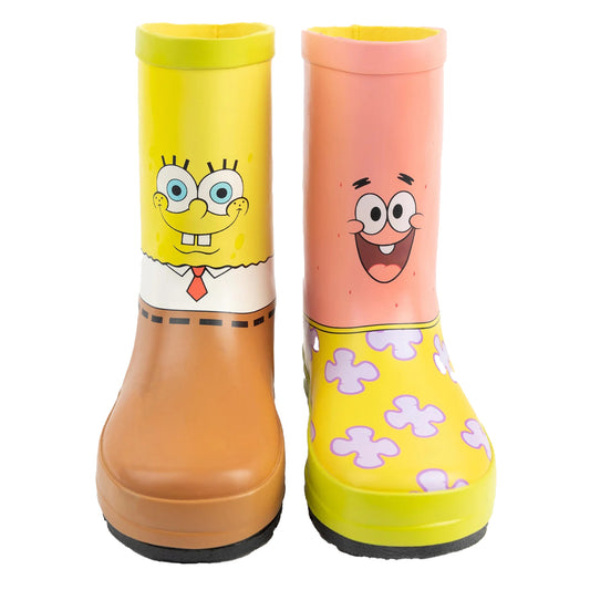 Yellow-Pink-Brown - Front - SpongeBob SquarePants Childrens-Kids Character Wellington Boots
