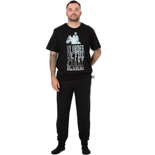 Black - Front - Peaky Blinders Mens By Order Long Pyjama Set