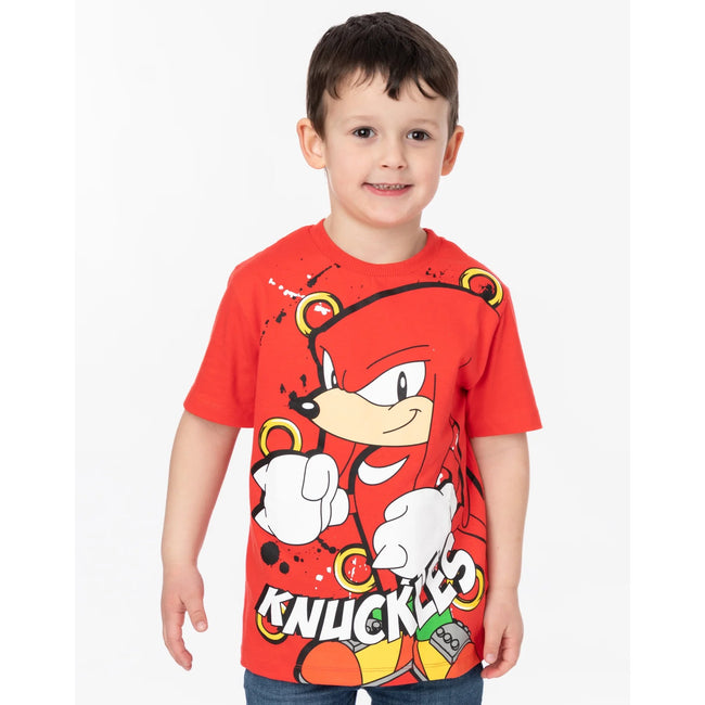 Red-Blue - Close up - Sonic The Hedgehog Childrens-Kids Character T-Shirt (Pack of 2)