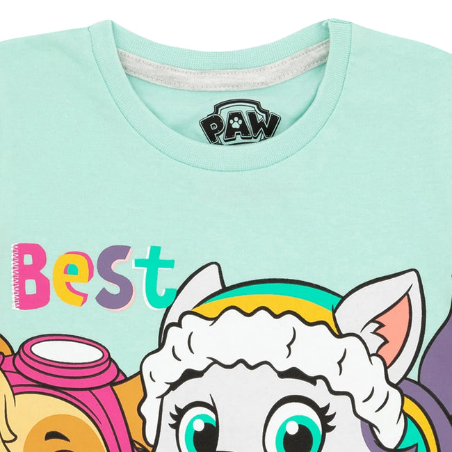 Teal-Grey - Pack Shot - Paw Patrol Childrens-Kids Skye & Everest Short Pyjama Set