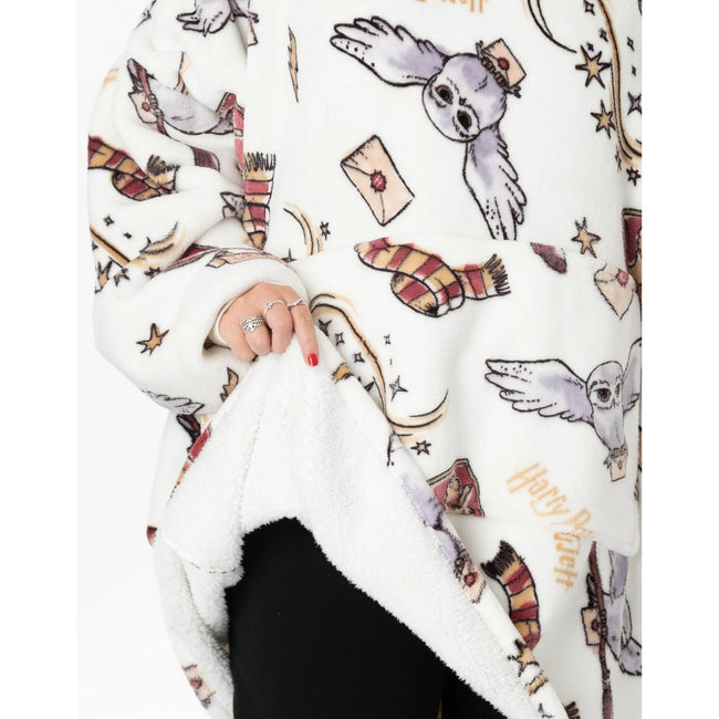 White - Back - Harry Potter Childrens-Kids Oversized Hoodie Blanket