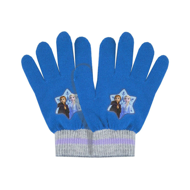 Blue-Grey - Side - Frozen II Destiny Awaits! Bobble Hat Gloves And Scarf Set