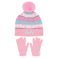 Pink-White-Blue - Front - Barbie Girls Knitted Hat And Gloves Set (Pack of 2)
