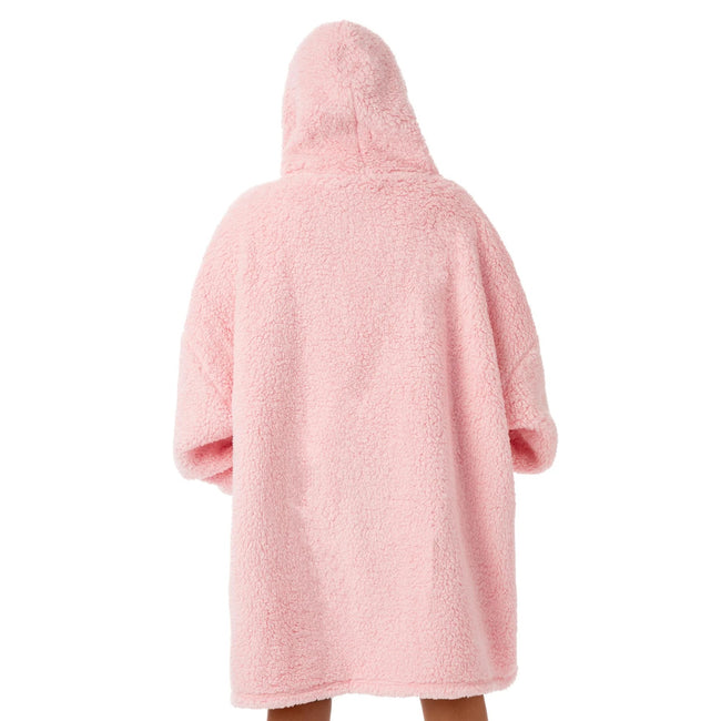 Pink - Back - Barbie Womens-Ladies Sherpa Hoodie Blanket