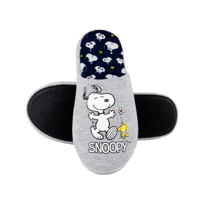 Grey-White-Black - Lifestyle - Peanuts Womens-Ladies Snoopy Slippers