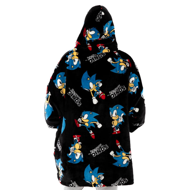 Black - Back - Sonic The Hedgehog Mens Hoodie Blanket