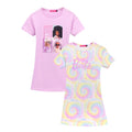 Multicoloured - Front - Barbie Girls Open Back T-Shirt Dress (Pack of 2)