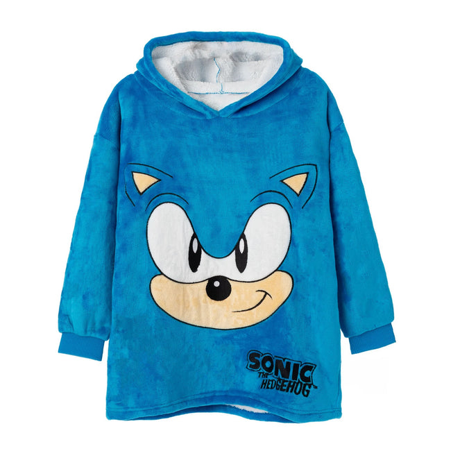 Blue - Front - Sonic The Hedgehog Boys Fleece Hooded Hoodie Blanket