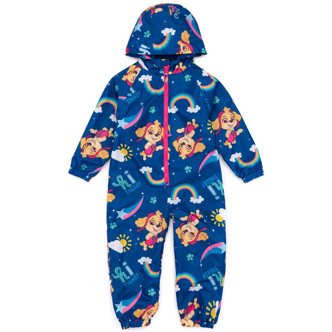 Blue - Front - Paw Patrol Girls Skye Puddle Suit