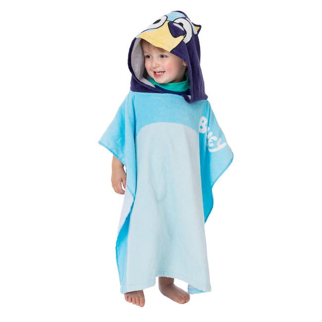 Blue-Navy-White - Back - Bluey Childrens-Kids Hooded Towel