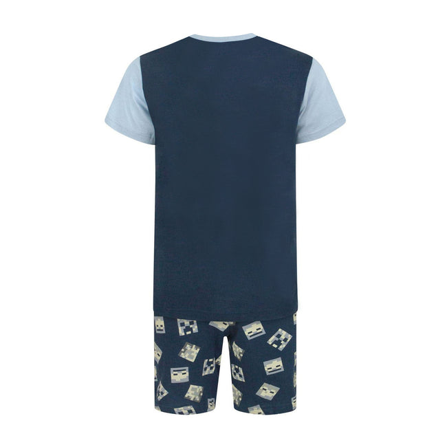 Blue - Back - Minecraft Boys Undead Short Pyjama Set