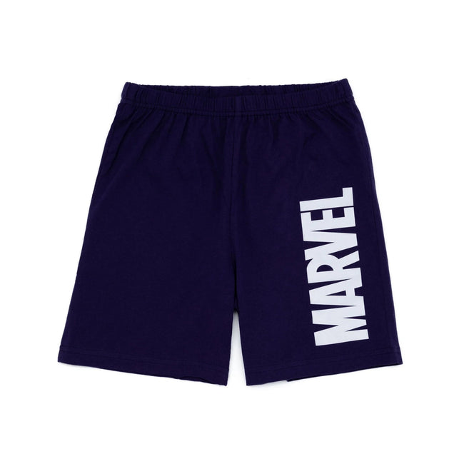 Navy-White - Side - Marvel Boys Superhero Short Pyjama Set