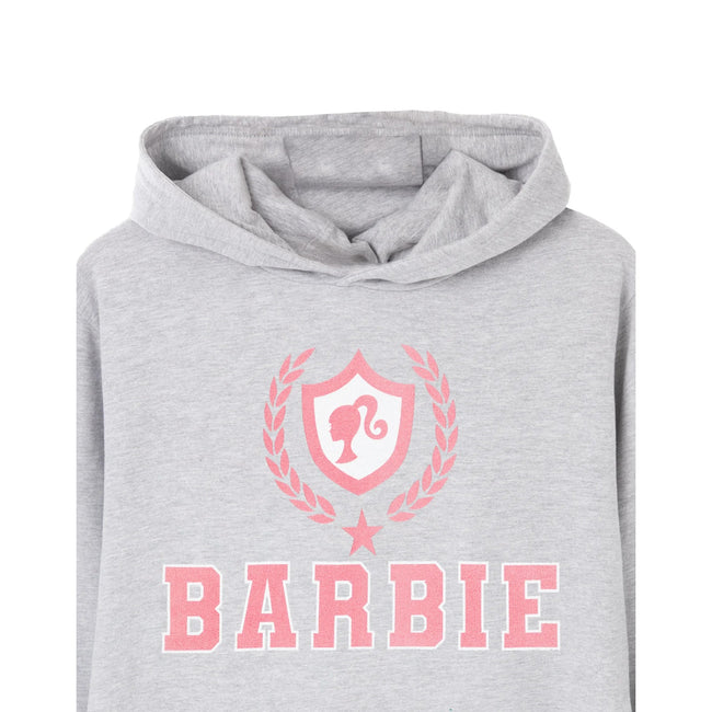 Grey - Side - Barbie Womens-Ladies Collegiate Logo Marl Hoodie