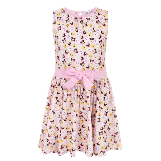 Pink - Front - Disney Tsum Tsum Girls Minnie Mouse Skater Dress