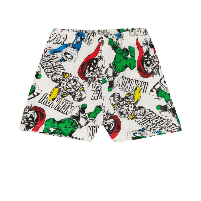 White-Multicoloured - Side - Marvel Boys Superhero Short Pyjama Set
