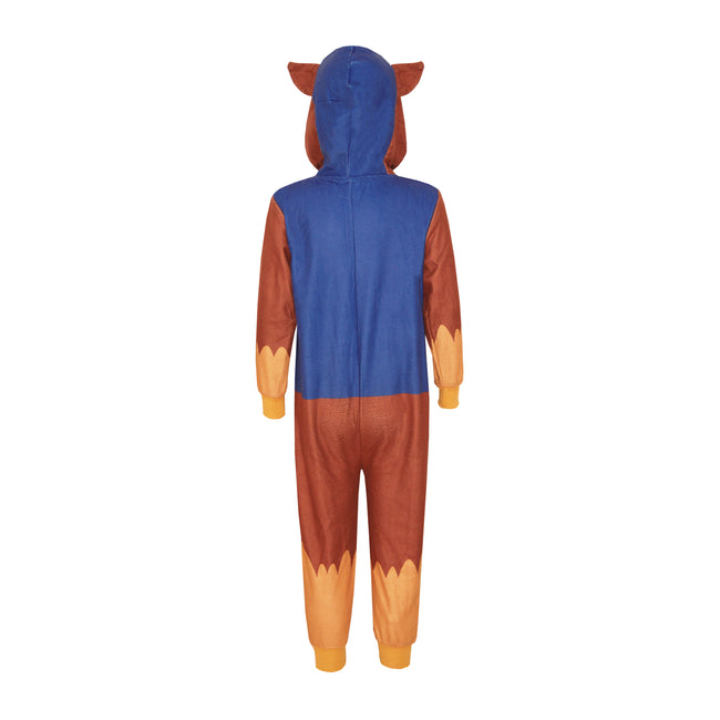 Blue-Brown-Yellow - Close up - Paw Patrol Childrens-Kids Chase All-In-One Nightwear