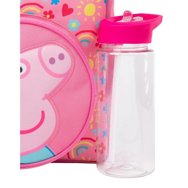 Pink - Back - Peppa Pig Logo Backpack Set