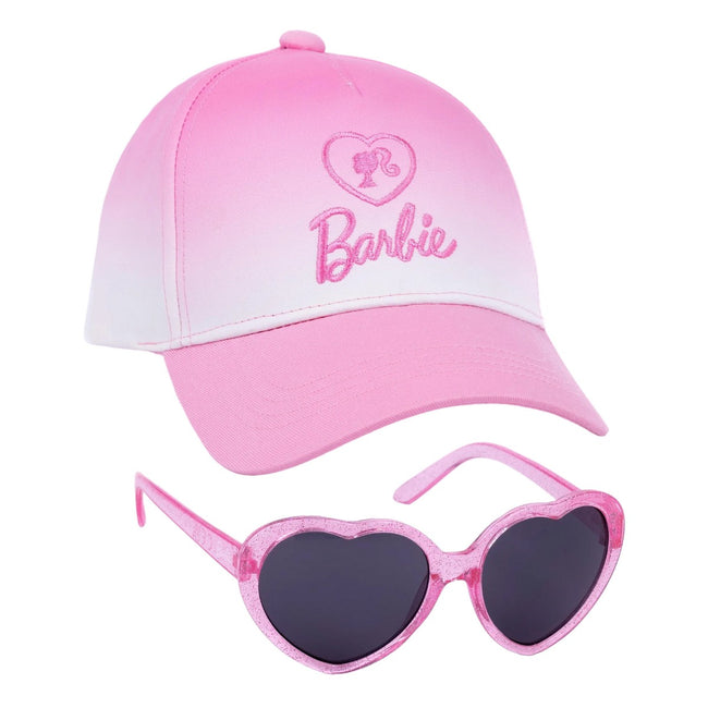 Pink-White - Front - Barbie Girls Ombre Baseball Cap Set