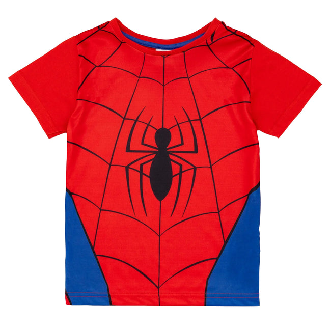 Blue-Red - Side - Spider-Man Boys Logo Short Pyjama Set