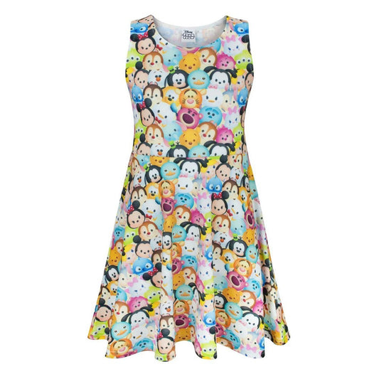 White - Front - Disney Tsum Tsum Girls Skater Dress