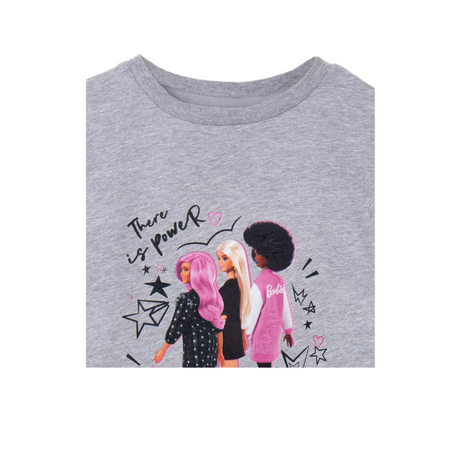 Grey - Side - Barbie Girls There Is Power In Kindness Pose Marl Short-Sleeved T-Shirt