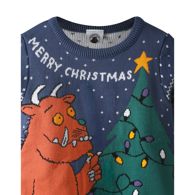 Blue - Side - The Gruffalo Boys Knitted Christmas Jumper