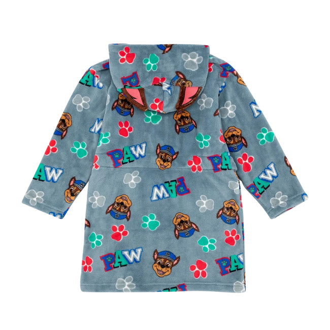 Blue - Back - Paw Patrol Childrens-Kids Fleece Hooded Robe